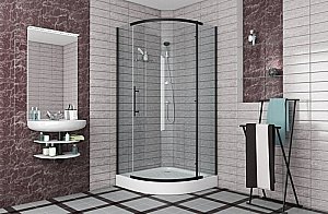 Душевой уголок Bravat BLACKLINE BS090.1110A 90х90 стекло прозрачное/профиль черный купить в интернет-магазине Sanbest