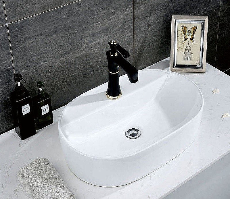 Раковина накладная Ceramalux N 61 D1346 белая купить в интернет-магазине Sanbest