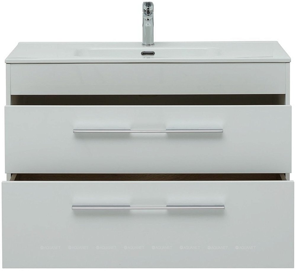 Тумба с раковиной Aquanet Августа 277509 100 белый для ванной в интернет-магазине Sanbest