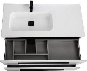 Тумба с раковиной Cezares ECO-CER-N 100 ECO-CER-N-1000-2C-SO-BL белая глянцевая левая/правая для ванной в интернет-магазине Sanbest