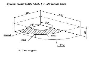 Душевой поддон Aquanet GL180 120x80 L/R купить в интернет-магазине Sanbest