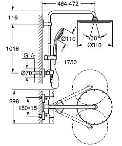 Душевая система Grohe Euphoria System 310 26075GN0 холодный рассвет матовый купить в интернет-магазине сантехники Sanbest