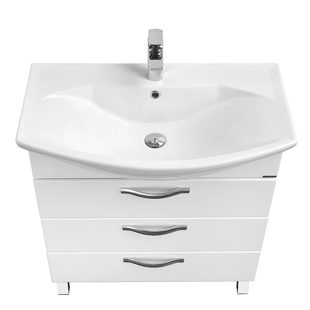 Тумба с раковиной Акватон Ария Н/Смайл 65 белая глянцевая для ванной в интернет-магазине Sanbest