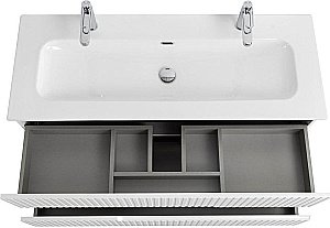 Тумба с раковиной Cezares DUET-N 120 DUET-N-1200-2C-SO-BL белая глянцевая для ванной в интернет-магазине Sanbest