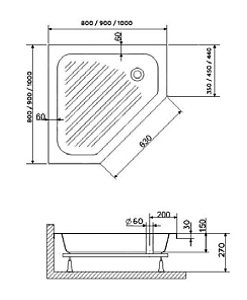 Душевой поддон RGW Acrylic BT/CL-S 90х90 купить в интернет-магазине Sanbest