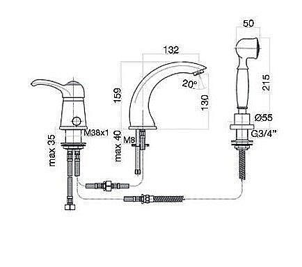 Смеситель на борт ванны Webert Aurora AU850701010 купить в интернет-магазине сантехники Sanbest
