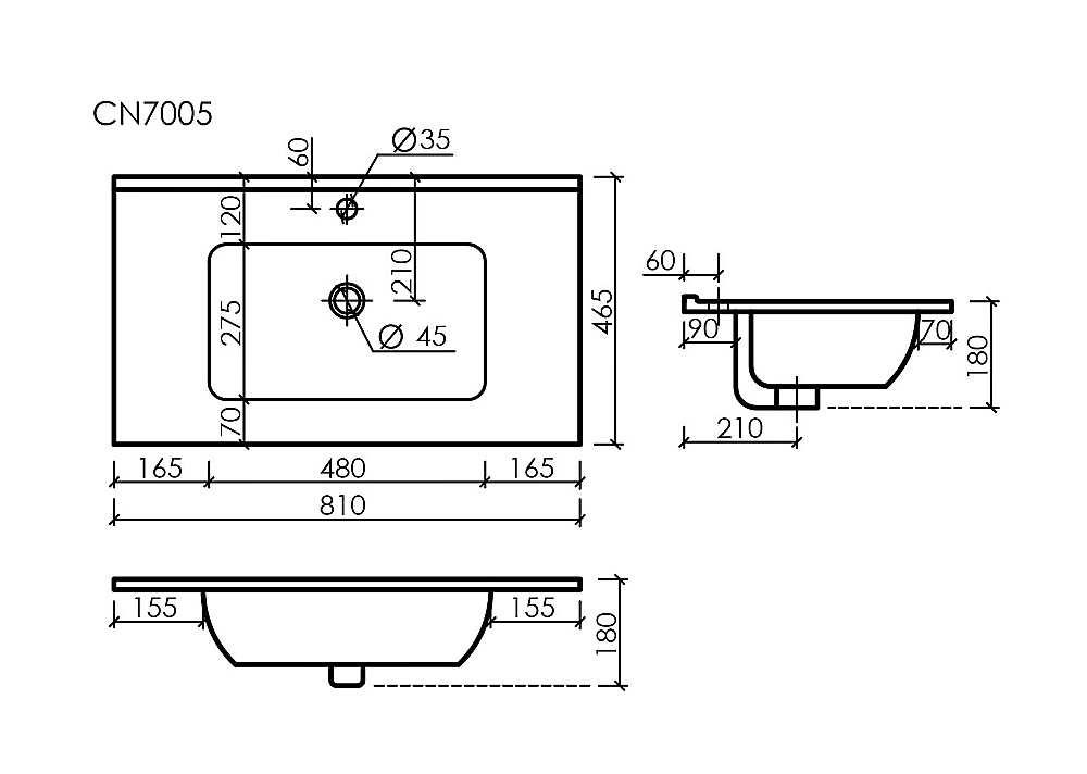Тумба с раковиной Sancos Velta 80 VL80WG+CN7005 теплый серый матовая/раковина белая, с отверстием для ванной в интернет-магазине Sanbest