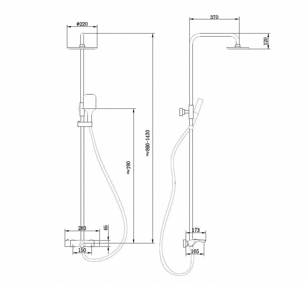 Душевая система Abber Thermostat AF8516BL черная матовая купить в интернет-магазине сантехники Sanbest
