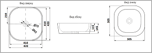 Раковина накладная Ceramalux NC 42 D1301H021 серебро, белая купить в интернет-магазине Sanbest