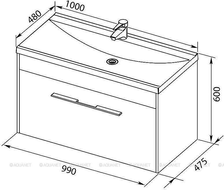 Тумба с раковиной Aquanet Августа 210019 100 белый для ванной в интернет-магазине Sanbest
