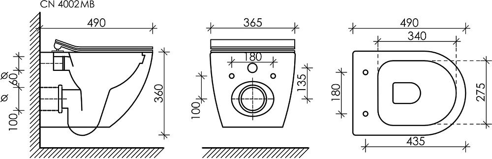 Унитаз подвесной Ceramica Nova Metropol CN4002MB_1001B_1000 черный матовый, безободковый, с крышкой микролифт, с инсталляцией и черной матовой кнопкой купить в интернет-магазине Sanbest