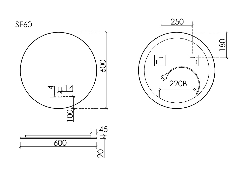 Зеркало с подсветкой Sancos Sfera 2.0 SF2.600 60х60 в ванную от интернет-магазине сантехники Sanbest