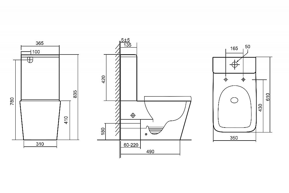 Унитаз Abber Rechteck AC1210TMB смыв торнадо, с крышкой микролифт, с бачком, безободковый, черный матовый купить в интернет-магазине Sanbest