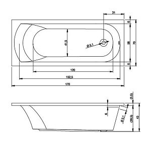 Ванна акриловая Riho Miami 170x70 купить в интернет-магазине Sanbest