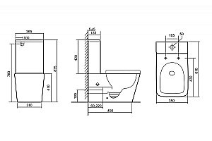 Унитаз Abber Rechteck AC1210TMB смыв торнадо, с крышкой микролифт, с бачком, безободковый, черный матовый купить в интернет-магазине Sanbest
