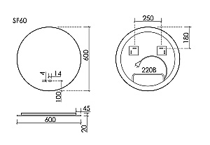 Зеркало с подсветкой Sancos Sfera 2.0 SF2.600 60х60 в ванную от интернет-магазине сантехники Sanbest