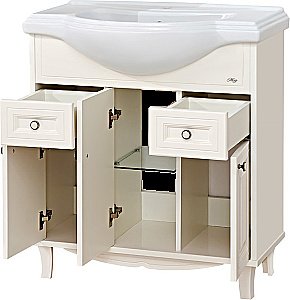 Тумба с раковиной напольная Misty Шармель 80 бежевая эмаль для ванной в интернет-магазине Sanbest