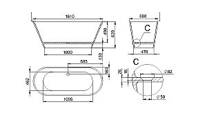 Ванна Holbi Selena Soft Rock Duo 1.01.006.11.2 161x68 белая матовая, цвет по RAL снаружи купить в интернет-магазине Sanbest