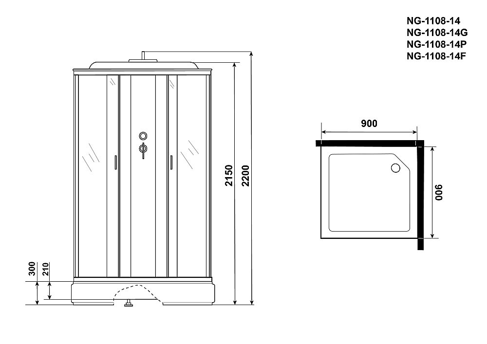Душевая кабина Niagara Classic NG-1108-14 90x90 купить в интернет-магазине Sanbest