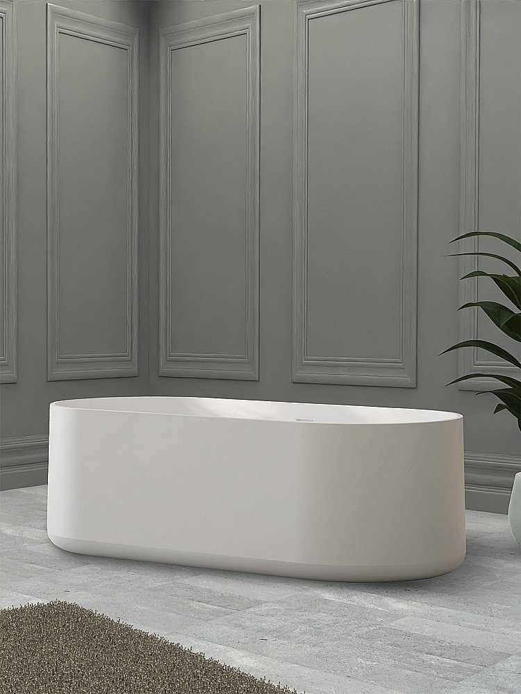 Ванна из искусственного камня ABBER Stein AS9607 170х75 белая матовая купить в интернет-магазине Sanbest