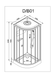 Душевая кабина Deto Серия В B01S BLACK 100x100 купить в интернет-магазине Sanbest