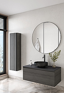 Тумба с раковиной и столешницей Armadi Art QUATRO 1 100  OAK ANTHRACITE/профиль ANTHRACITE для ванной в интернет-магазине Sanbest