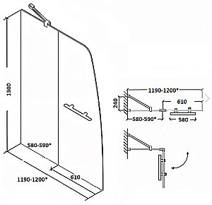 Шторка для ванны Parly F03B 120 купить в интернет-магазине Sanbest