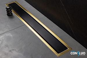 Душевой трап Pestan Confluo Premium Line Black Glass Gold 950 купить в интернет-магазине Sanbest