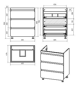 Тумба с раковиной Misty Чегет - 70 П-Чег-01070-01Н3Я (Раковина Эстет Даллас 130) белая для ванной в интернет-магазине Sanbest