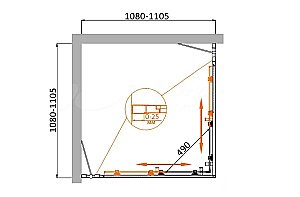 Душевой уголок Cezares Molveno A 22 90+20 C GM IV 110х110 стекло прозрачное/профиль оружейная сталь матовая купить в интернет-магазине Sanbest