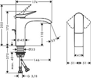 Смеситель для раковины Hansgrohe Vivenis 75020000 купить в интернет-магазине сантехники Sanbest