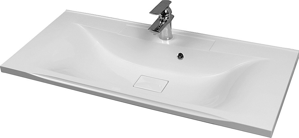 Тумба с раковиной Акватон Мадрид М 1 ящик/Премьер М 100 белая глянцевая для ванной в интернет-магазине Sanbest