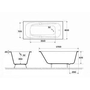 Ванна чугунная Delice Flex DLR230631 170х80 купить в интернет-магазине Sanbest