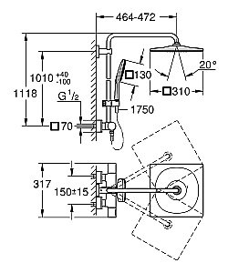 Душевая система Grohe Rainshower System 26649000 купить в интернет-магазине сантехники Sanbest