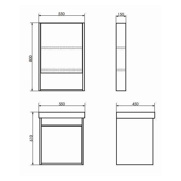 Зеркальный шкаф Comforty Вена 00-00009271 55 дуб дымчатый купить в интернет-магазине сантехники Sanbest