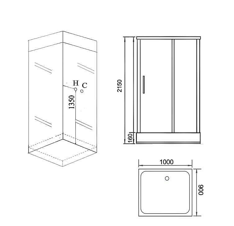 Душевая кабина Grossman GR266 90x100 прозрачная/черная купить в интернет-магазине Sanbest