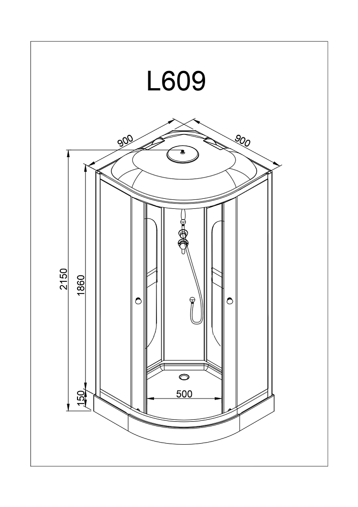 Душевая кабина Deto L 609 N 98684 90x90 купить в интернет-магазине Sanbest