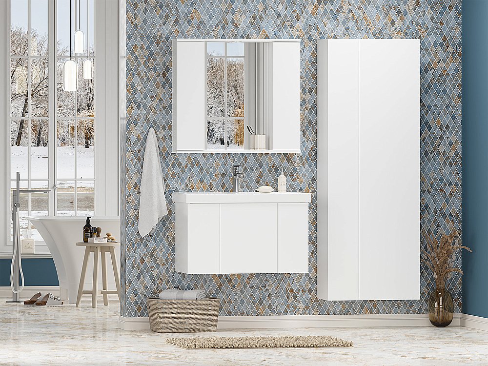 Пенал напольный Misty Лира 60 П-Лир0501-01Л белый для ванной в интернет-магазине сантехники Sanbest