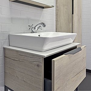 Тумба с раковиной Comforty Порто 00-00011395 60 дуб дымчатый для ванной в интернет-магазине Sanbest