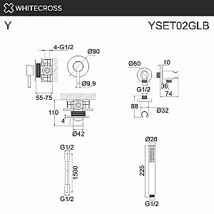Смеситель для душа WhiteCross Y YSET02GLB матовое золото купить в интернет-магазине сантехники Sanbest