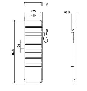 Полотенцесушитель электрический WONZON & WOGHAND DÜSSELDORF, Брашированный никель (WW-A204-BR) купить в интернет-магазине сантехники Sanbest