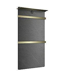 Полотенцесушитель электрический с каменной плитой Серый мрамор WONZON & WOGHAND STUTTGART, Брашированное золото (WW-A504G-BG) купить в интернет-магазине сантехники Sanbest