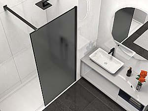 Душевая перегородка Vincea Walk-In VSW-1HS100GFB 100 профиль черный матовый/стекло матовое тонированное купить в интернет-магазине Sanbest