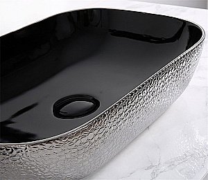 Раковина накладная Ceramalux NC 50 D1302H020 серебро, черная купить в интернет-магазине Sanbest