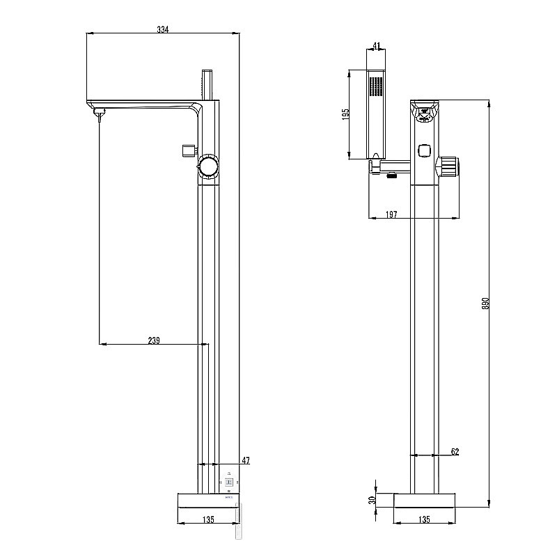 Смеситель для ванны Azario PIANO AZ-208260AB5C-0308A хром купить в интернет-магазине сантехники Sanbest