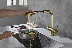 Смеситель для кухни Timo SAONA 2346/17FL золото матовое купить в интернет-магазине сантехники Sanbest