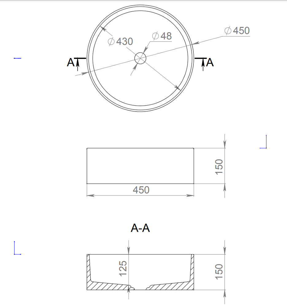 Раковина из композита Salini Armonia 02 45 белый матовый купить в интернет-магазине Sanbest