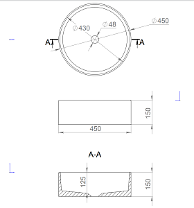 Раковина из композита Salini Armonia 02 45 белый матовый купить в интернет-магазине Sanbest