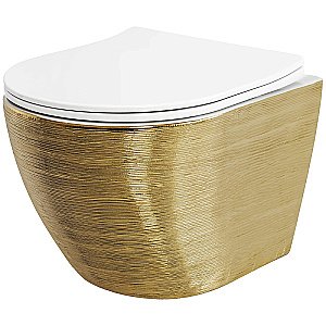 Унитаз подвесной Grossman Color GR-4455GWS безободковый, с крышкой микролифт, золото купить в интернет-магазине Sanbest