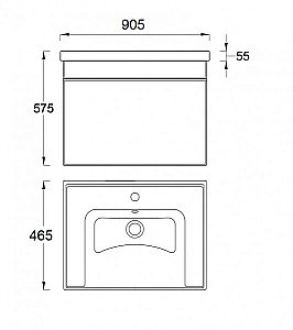 Тумба с раковиной Pestan Novel 90 NVL900T-DR белая для ванной в интернет-магазине Sanbest